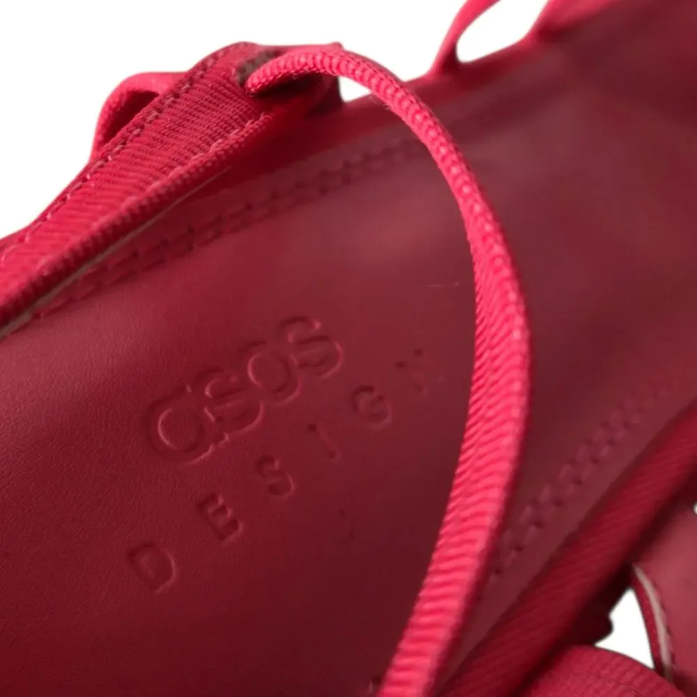 ASOS Design Hoxton Chunky Mid Platform Sandals Pink Fuchsia Grosgrain Ribbon 8